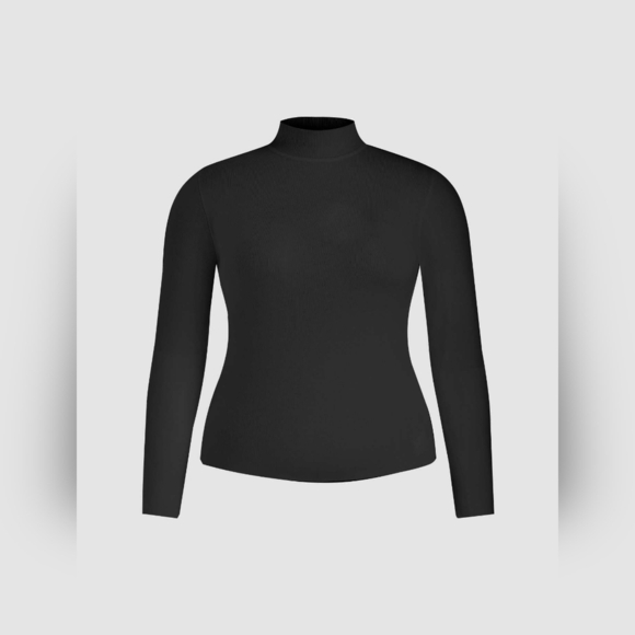 Cider High Neck Knit Long Sleeve Top Sweater‎ Curve & Plus 4X Black NWT - Picture 3 of 12